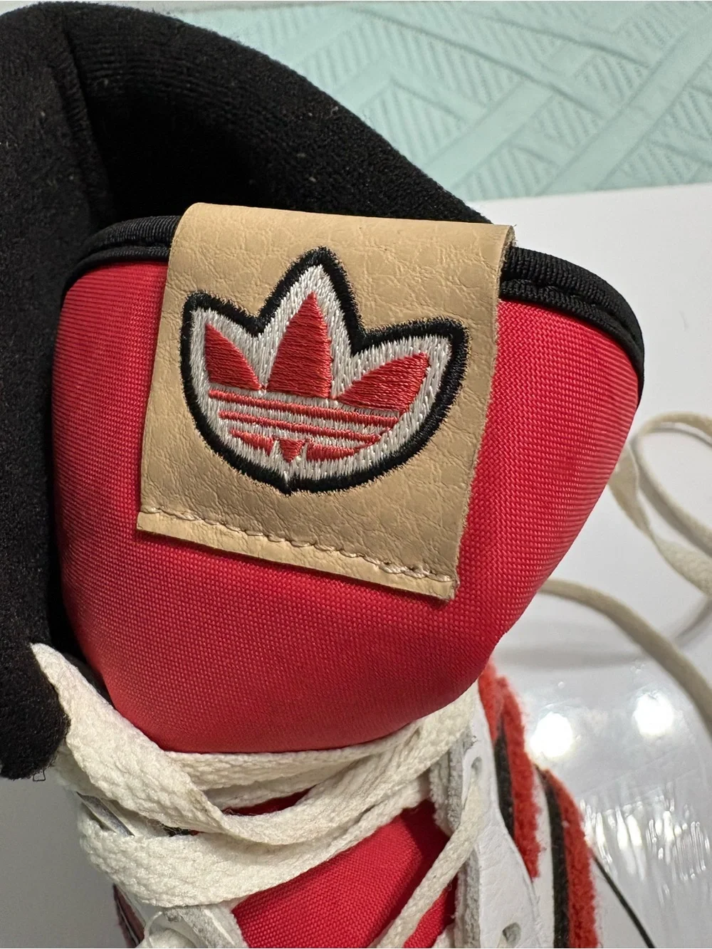 adidas Men’s High Top Lace-Up Athletic Sneakers White/Red/Black/Beige AFZ6332